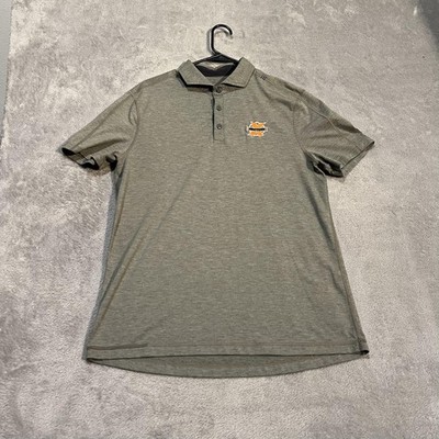 Lululemon Evolution Polo Shirt Mens Medium Gray Stripe X Factor Golf Performance