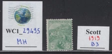 WC1_29495. MONACO. 1919 semi-postal stamp. Sc. B3. MH