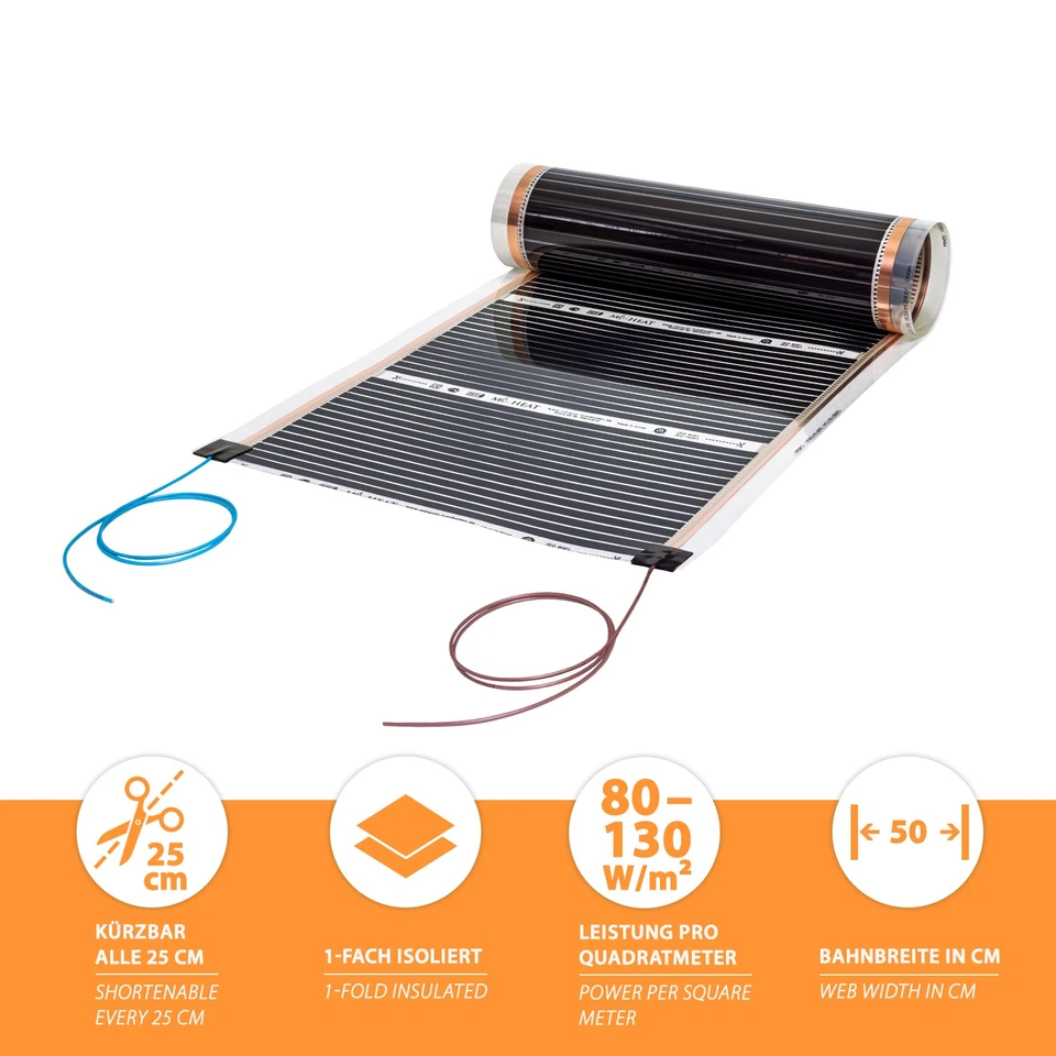 Mi-Heat Chauffage Sol Électrique Infrarouge Carbone Film Chauffant 230V - Photo 2/4