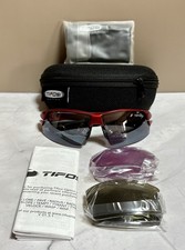 Tifosi CRIT Red Sport Sunglasses W/ 3 Sets Of Interchangeable Lenses Hard Case
