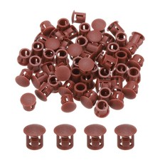 64Pcs 7mm Red Brown Nylon Plastic Round Locking Hole Plugs Insert End Caps