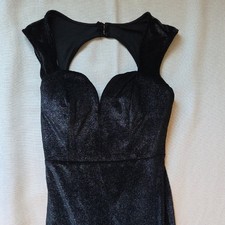 WOW Couture Shimmering Metallic Black Backless Dress size Medium