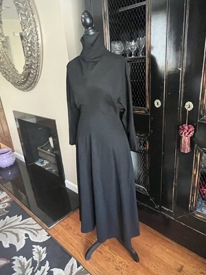 ROSETTA GETTY BLACK HIGH NECK A LINE DRESS S SHIFT SHEATH POLO NECK