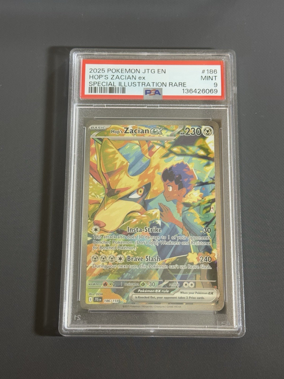 Pokemon Hops Zacian EX SIR Card 186/159 PSA 9 Mint Crown Zenith English Full Art
