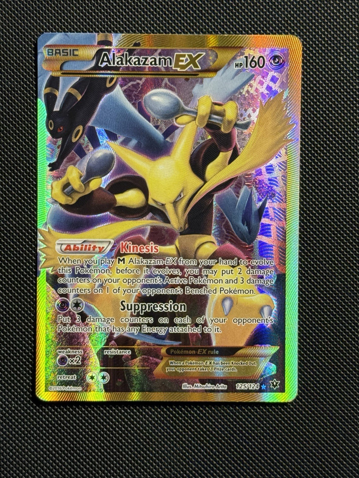 Pokémon Card TCG Alakazam EX Fates Collide 125/124 Full Art Secret Rare Card NM