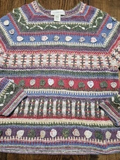 Vtg Susan Bristol Large Hand Knitted Colorful Sweater