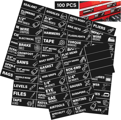105 PCS Magnetic Toolbox Labels - 3'' X 1'' Magnetic Labels for Tool Organization