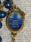 Vintage Blue Pearl Like Beaded Rosary-gold Tone Crucifix W/ Virgin Mary — photo 8