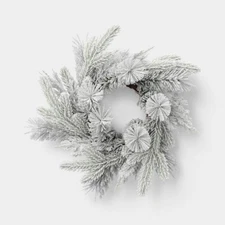 Heavy Flocked Mini Christmas Wreath Green - Room Essentials