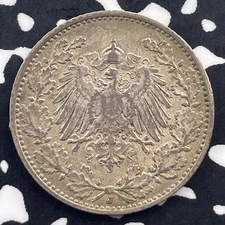 1909-J Germany 1/2 Mark Half Mark Lot#C2728 Silver!
