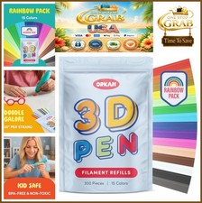 3D Pen Filament Refills 300 Strands 15 Rainbow Colors 2.5mm PCL Kid Safe Low