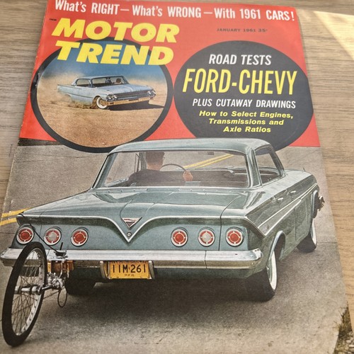 MOTORTREND MAGAZINE JANUARY 1961,  FORD VS. CHEVY