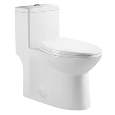 1-Piece 1.1/1.6 GPF Dual Flush Elongated Toilet in White with Map Flush 1000 G,