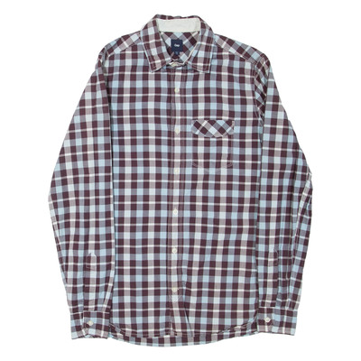 GAP Herren Hemd Bordeaux Karo Langarm Regular Button-Up XS