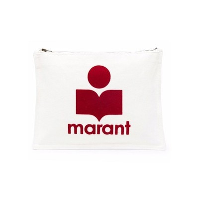Isabel Marant 22FW Netia Logo Clutch Bag Ecru PO0173 00M006M 23EC 43816542