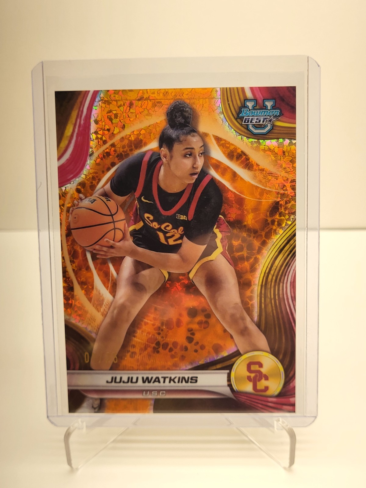 JUJU WATKINS 2024-25 BOWMAN UNIVERSITY BEST ORANGE GEOMETRIC /25 #37