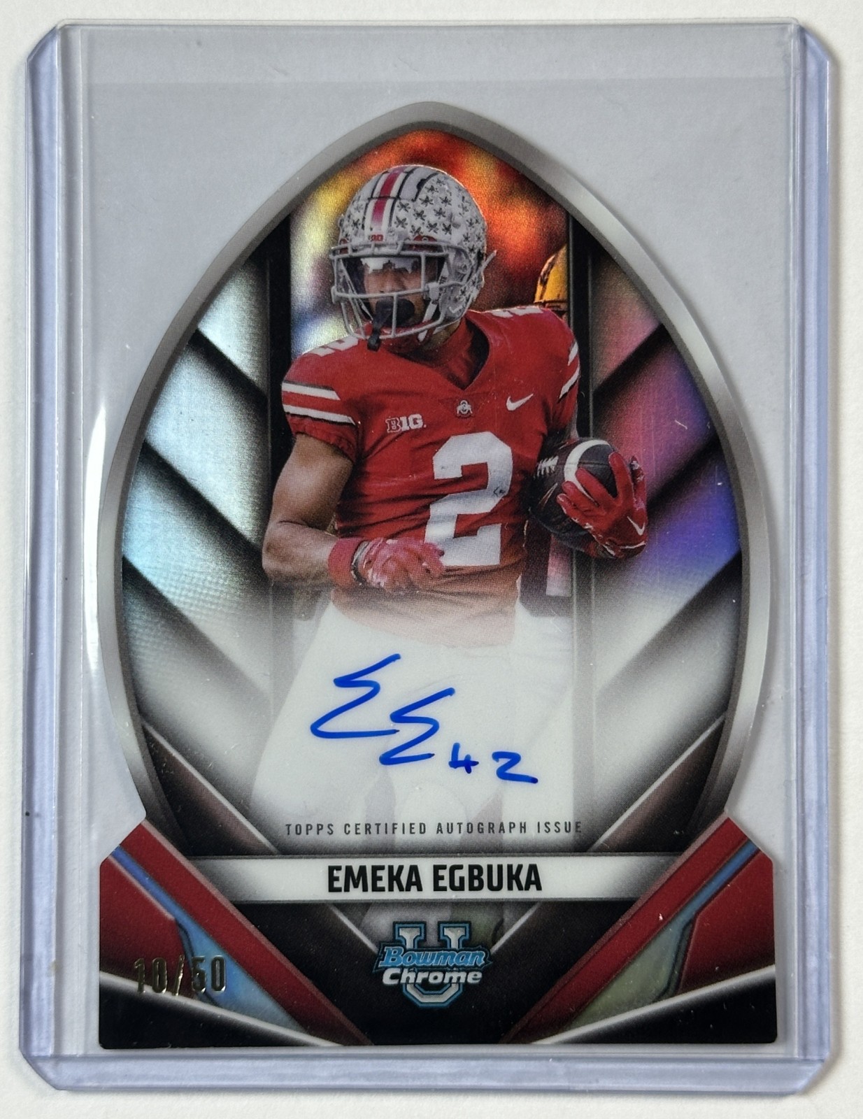 EMEKA EGBUKA 2023 BOWMAN UNIVERSITY U CHROME FUTURE OF FOOTBALL REF AUTO 10/50