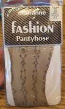 New Vintage Marianne Fashion Pantyhose Ultra Sheer Olive Color Scroll Size A