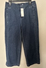 eileen fisher Cotton Stretch Denim Wide-Leg Trouser Medium Indigo