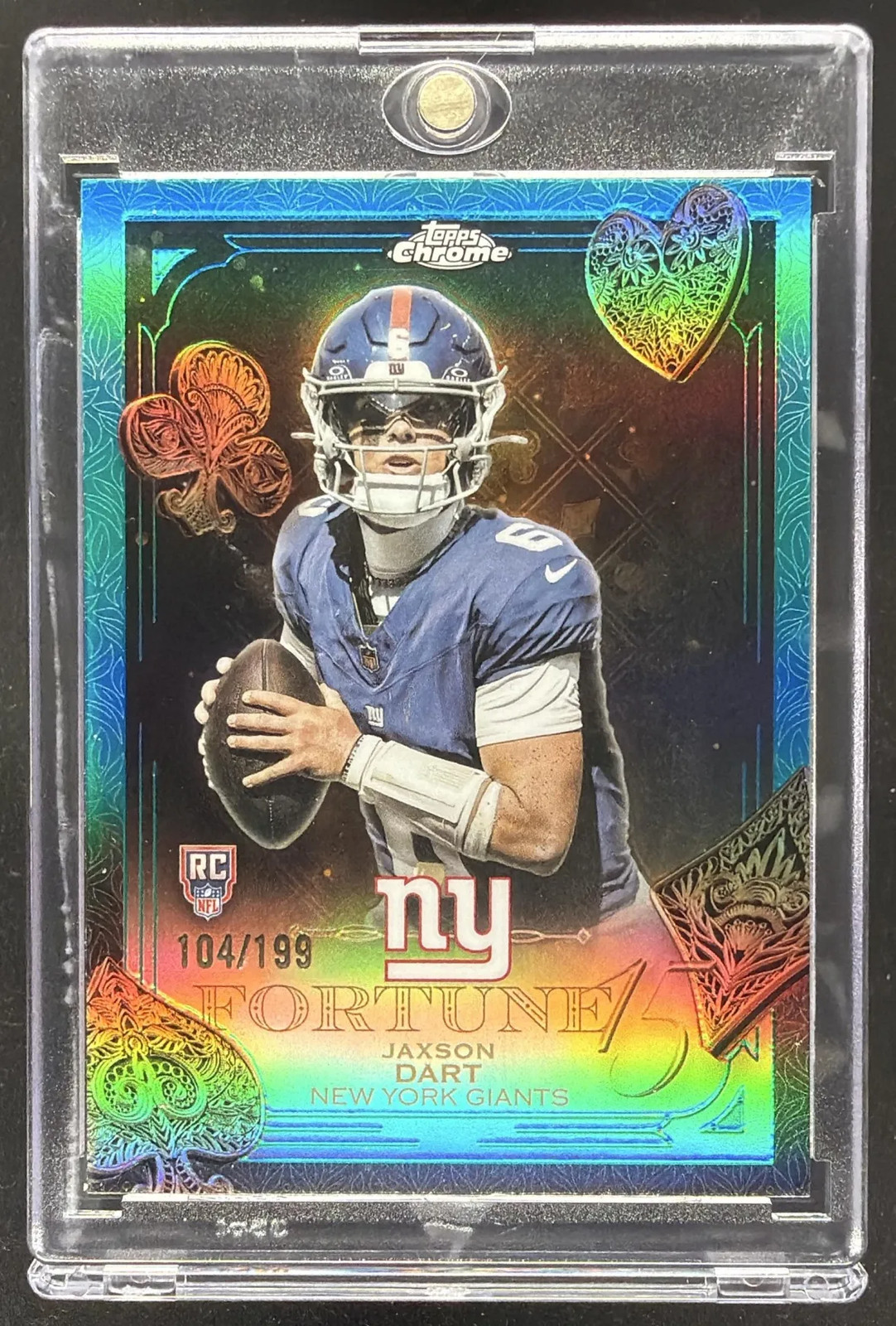 2025 Topps Chrome Jaxson Dart #F15-23 Fortune 15 Aqua Refractor 104/199 RC