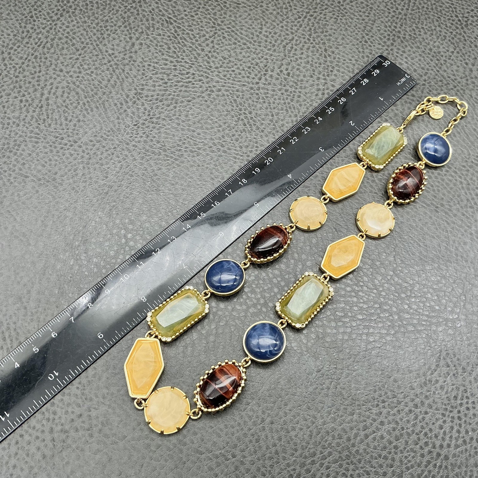 Talbots Multicolor Cabochon Statement Necklace Go… - image 8