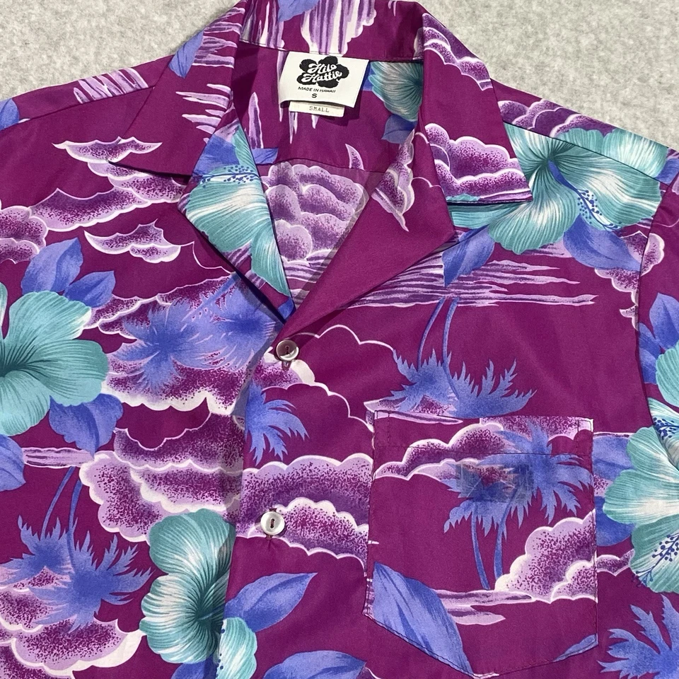 Мужская гавайская рубашка 80-х Hilo Hattie винтажный размер маленький цветочный узор пляж на пуговицах - Изображение 2 из 4