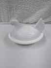 Vintage Indiana Glass White Milk Glass Hen On Nest Candy Dish 7"L