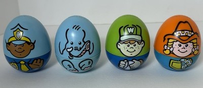 Weeble Wobbles POLICE OFFICER, ELEPHANT, BASEBALL BOY, COWGIRL Lot x 4 VTG 1995