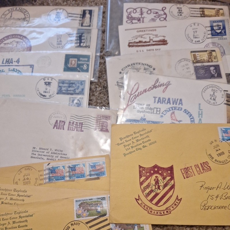 LOT OF 13 US NAVY AIRCRAFT CARRIER SHIP CANCELATION COVERS 60S-89!!!