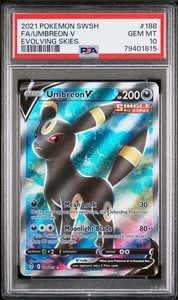 Umbreon V 188/203 Pokemon PSA 10 GEM MINT Evolving Skies Full Art Ultra Rare