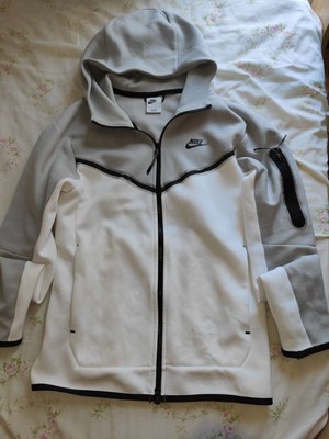 nike tech fleece zip hoodie platinum grey & white