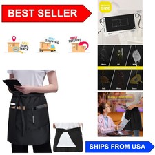 Elegant Black Bistro Server Apron - Waterproof with 3 Pockets, Extra Large Fit