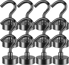 10 Pack Black Magnetic Hooks 22Lbs Strong Magnet Hooks Hanging Magnetic Hook