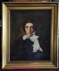 HST020 Portrait Of George Sand ? Framed Oil Painting (French School) 41CM