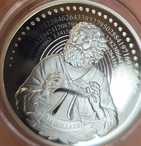 2021 Solomon Islands  Pi  Archimedes – 1 oz .999 Silver PROOF LIKE BU (IN CAP)