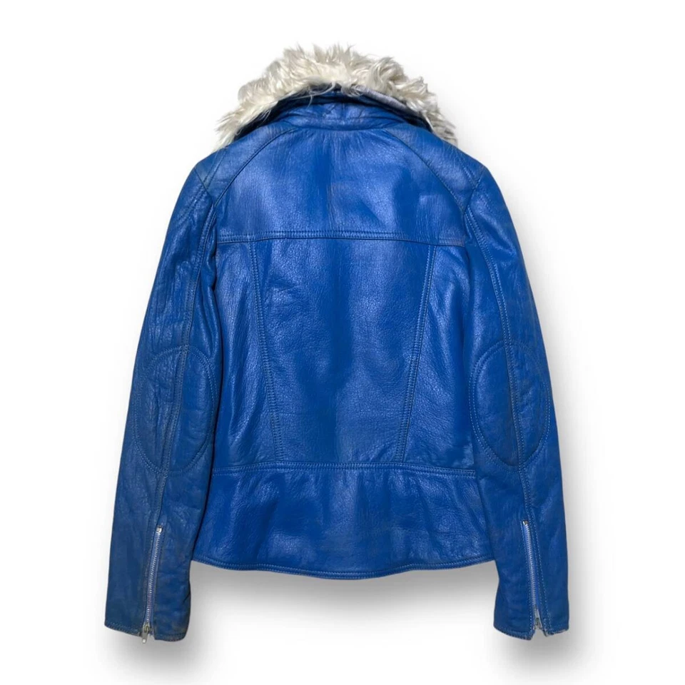 Vintage 1999 Helmut Lang Astro Biker Jacket Size 38 Blue Length 59.5cm - Image 2 of 4