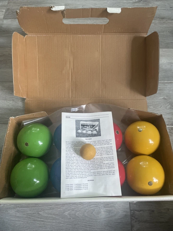 VTG Sportcraft Bocce Ball Set With Pallino Ball Original Box Made In Italy - Image 4 of 4