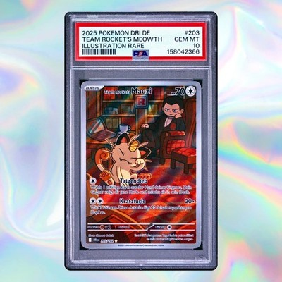 Pokemon Team Rockets Mauzi 203 PSA 10 GEM MT Destined Rivals DEUTSCH 2025