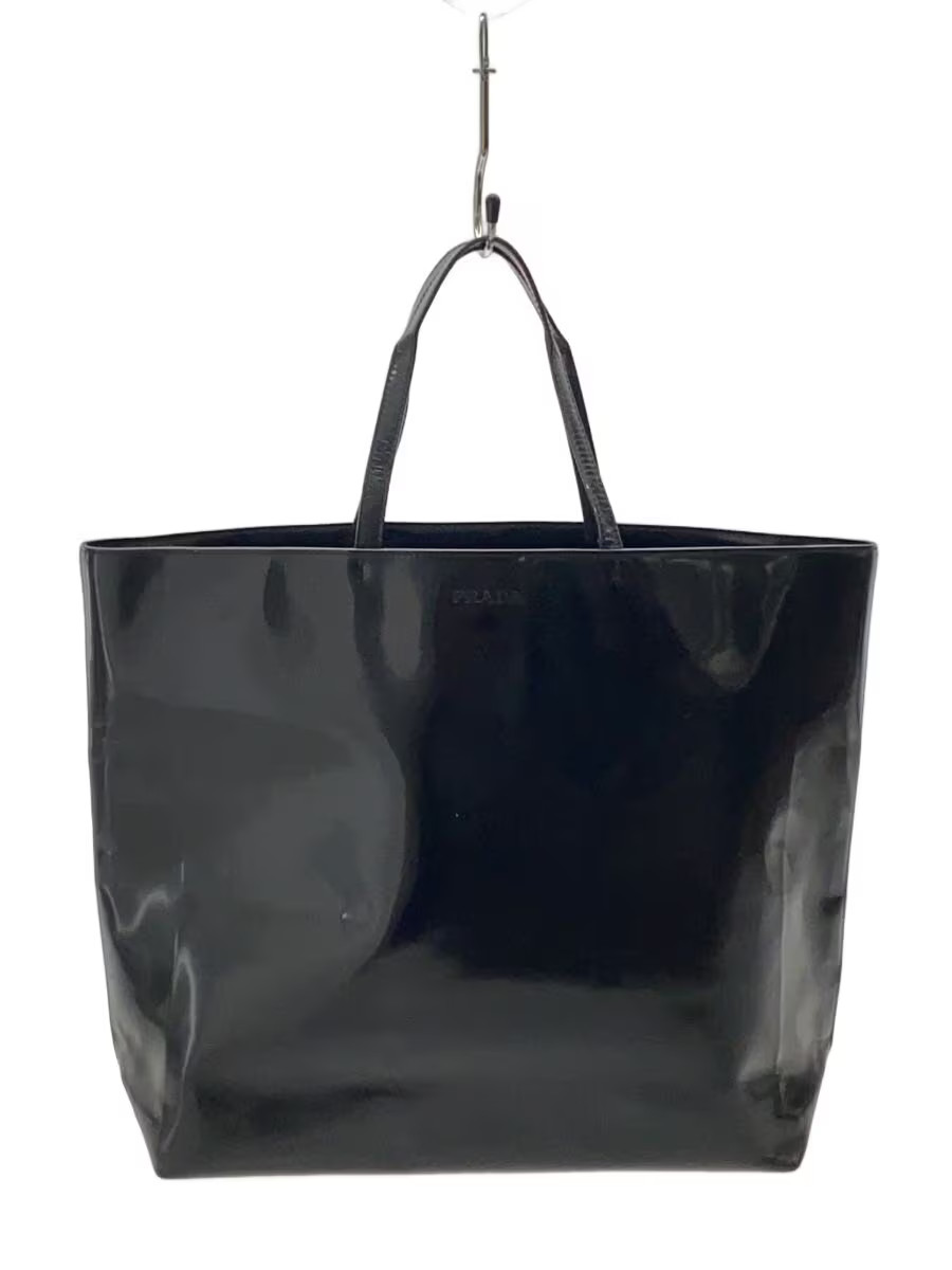 PRADA Patent Leather Tote Bag Black Women’s Excellent