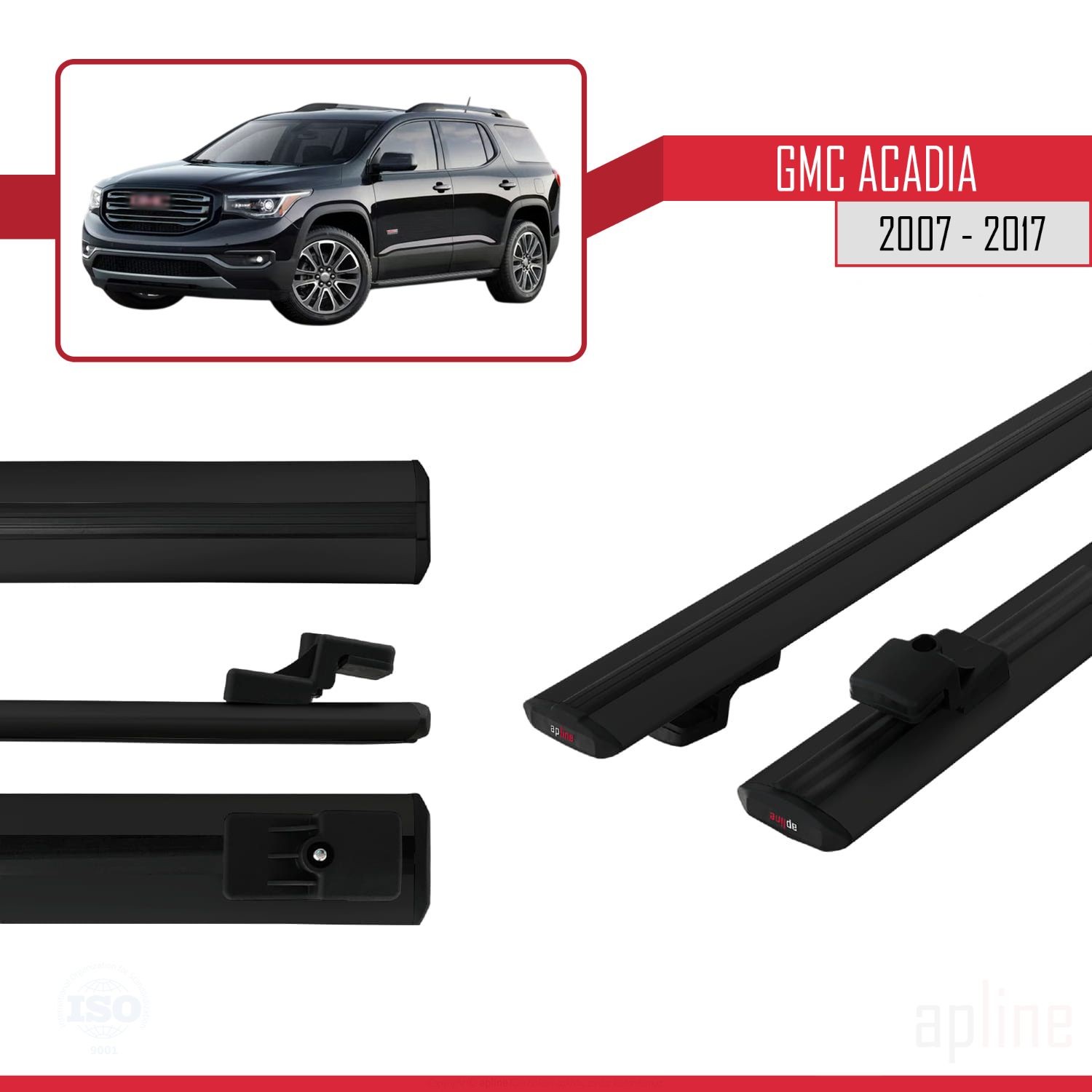Barres de toit BASIC pour GMC Acadia 2007-2017 en aluminium noir