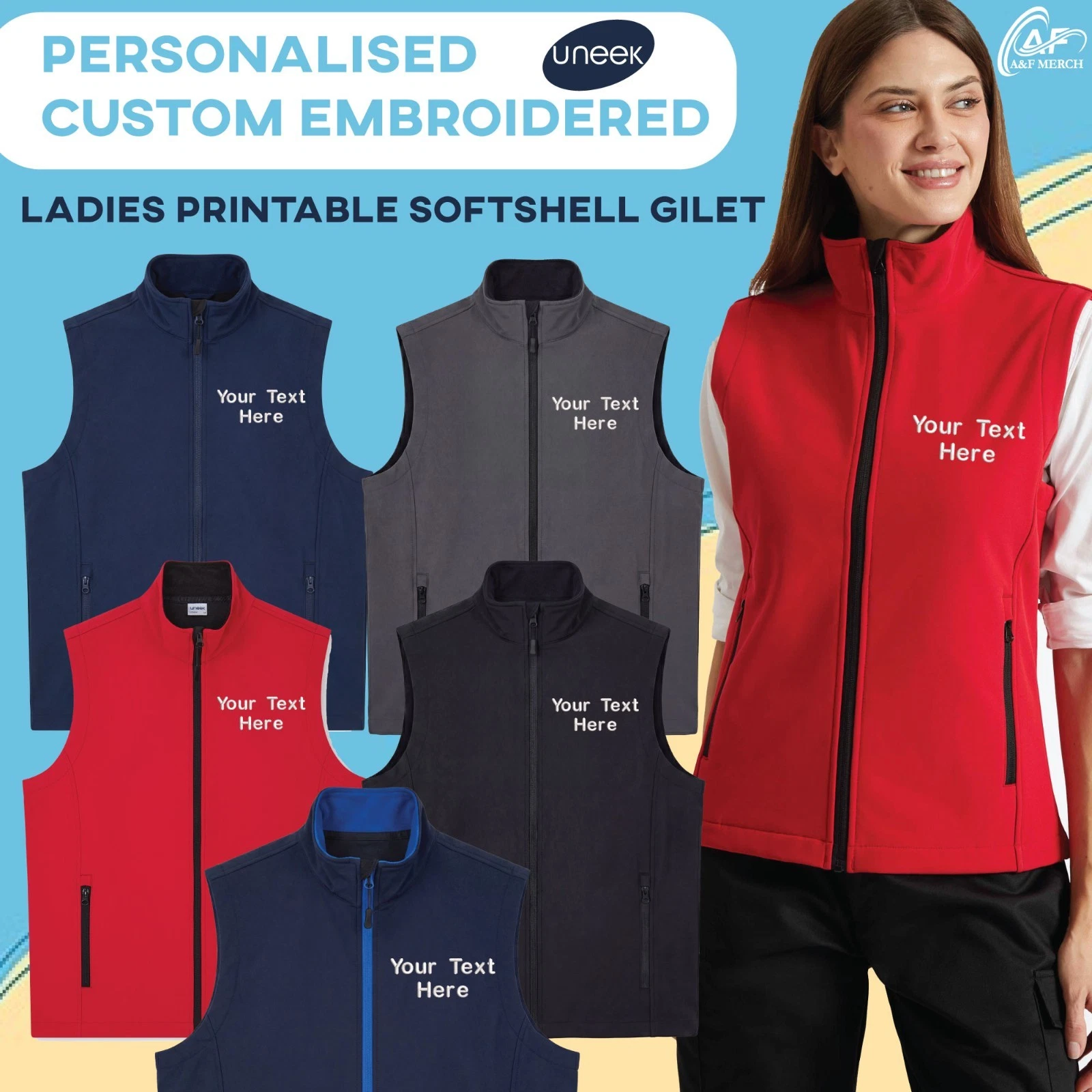 Personalised Embroidered Ladies Softshell Gilet Bodywarmer Workwear Vest