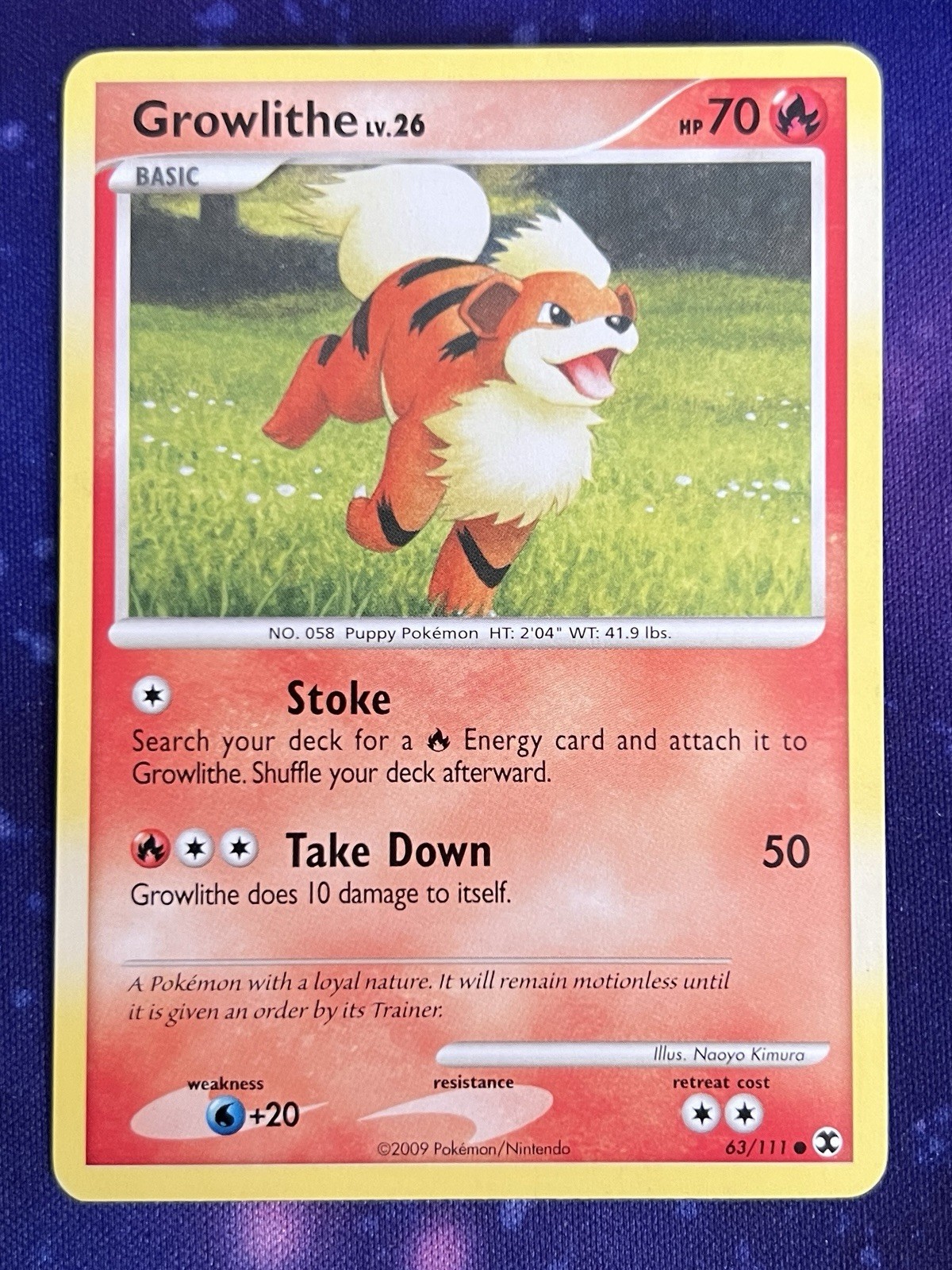 Growlithe Rising Rivals #63 (2009) Common LP Pokemon TCG