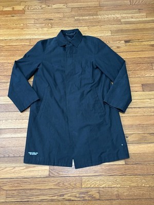 Strellson Mens Overcoat Size Medium Black Button Down Gothic Punk Trench Jacket