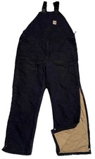 Carhartt FR Insulated Bib Overalls 40x34 FRR44 DNY Blue Double Knee Lined