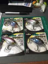 LOT OF 4 STORM ARASHI RATTLING & SILENT CRANKBAITS NIPS NICE PATTERNS