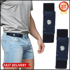 2 Pack No Buckle Elastic Belt Invisible Loop Belt for Jeans Pants