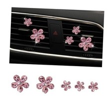 Bling Daisy Flower Car Air Vent Clips, 5PCS Sparkling Crystal Rhinestone Pink
