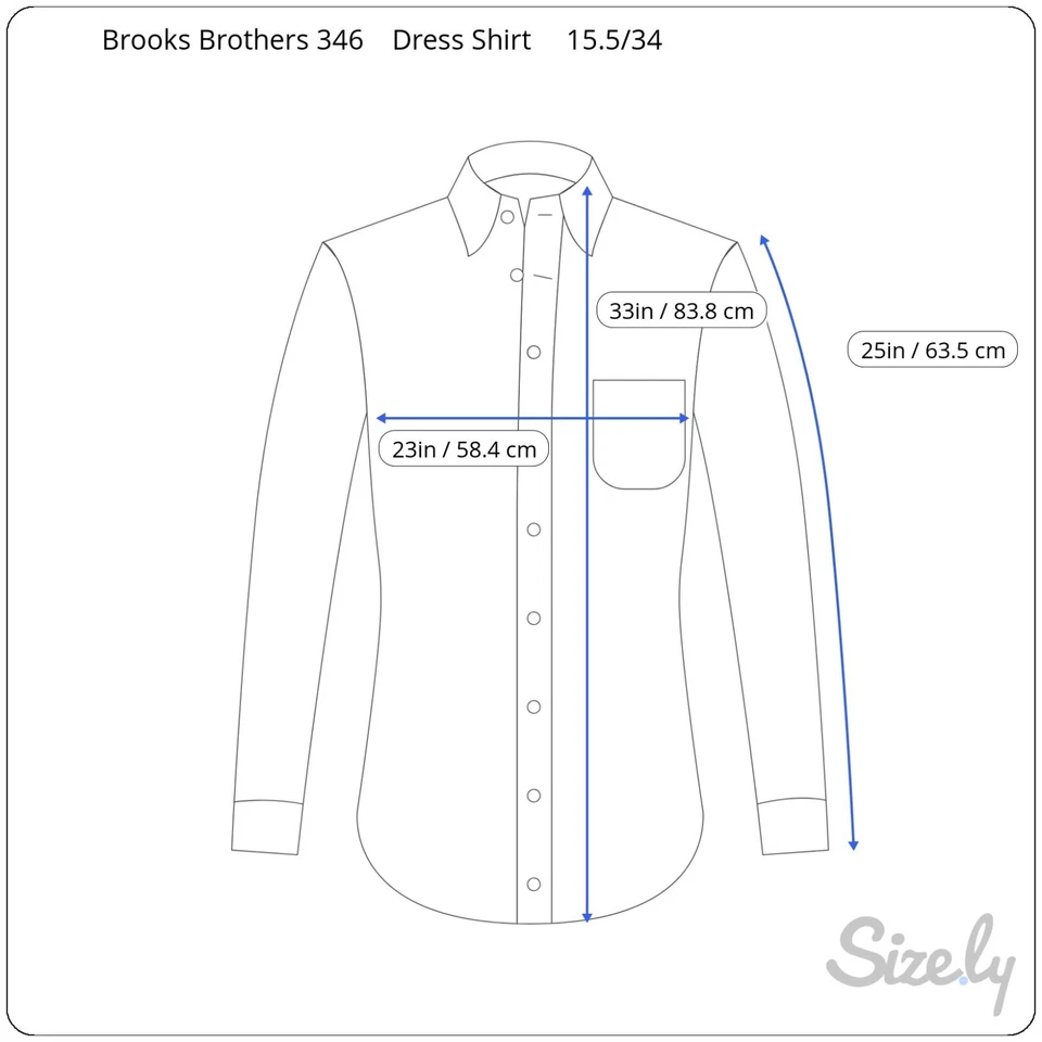 Brooks Brothers 346 в полоску французский манжеты мужской платье рубашка 15,5/34 синий не железо - Изображение 2 из 4
