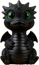 Cute Duck Resin Dragon Statue, Baby Dragon, 3.93", Black