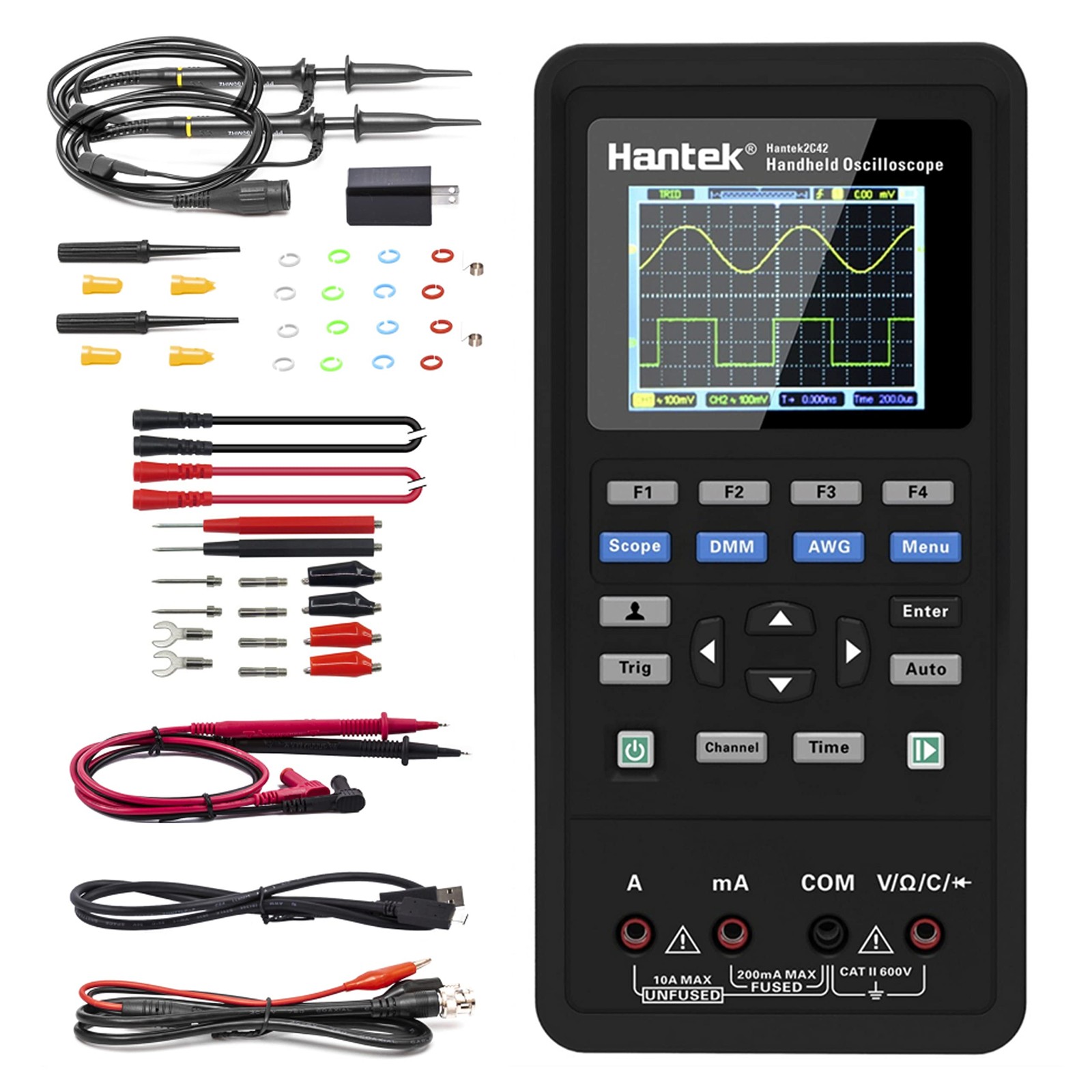 Hantek 2C42 Handheld Oscilloscope Multimeter 2 in 1 Multifunction Tester 2CH+...